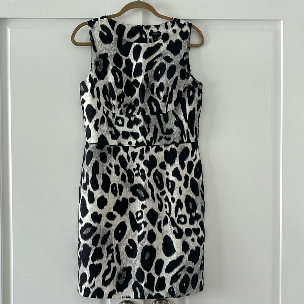 Ann Taylor white and black leopard print dress